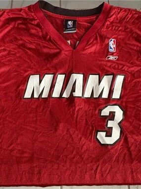 Reebok Red Miami Heat Replica Basketball Jersey #3 Dwayne Wade